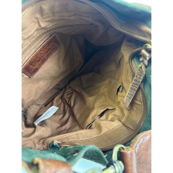 Mo And Co Bags Green Suede Crossbody Leather Messenger Purse Flap Pocket Quality - Picture 10 of 15
